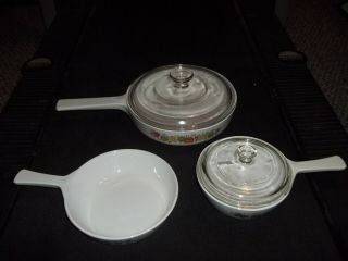 Vintage 5 Piece Corning Ware Spice Of Life Cook Ware 3 Pans And 2 Lids
