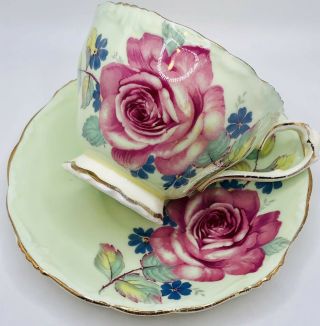On Hold Reserved; Paragon Green Pink Rose Saucer,  Aynsley Cup As Discussed