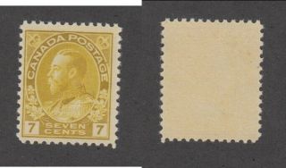 Mnh Canada 7c Kgv Yellow Ochre Stamp 113 (lot 20063)