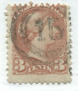 Canada 1870 3 Cents Small Queen With A Brantford 2 Ring Numeral 15