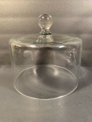 Clear Glass Cake Dome Cover 6” Width 4” Height Euc Glass Ball Finial