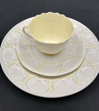 Belleek Limpet Luster 3 Piece Set,  Fine China,  Cup,  Saucer,  Side Plate