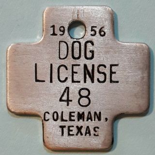 1956 Coleman Texas Dog Tax Tag Dog License Tag Vintage Exonumia 48