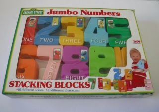 Vintage 1993 Tyco Sesame Street Jumbo Number Stacking Plastic Blocks 1 - 10