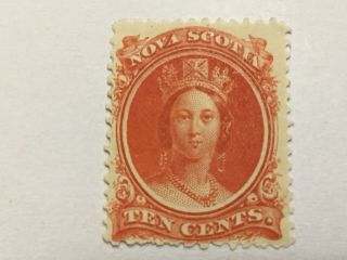 Old Stamp Nova Scotia 10 Cents Red Qv Mh