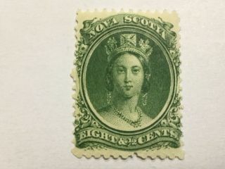Old Stamp Nova Scotia 8 And Half Cents Green Qv Mh