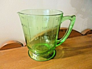 Vintage Green Uranium Depression Glass 32 Oz.  Measuring Pitcher