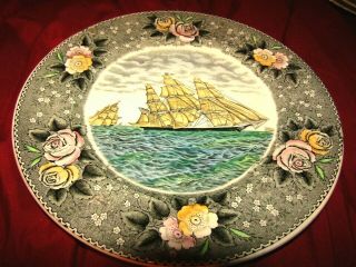 2 Vintage Adams Currier & Ives 10 1/4 " Plates - Clipper Ship/grist Mill