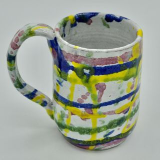 Colorful Cole Pottery Signed Art Mug - Sanford,  Nc 4 1/8 " Tall
