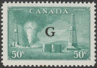 Canada 1951 - 52 Kgvi Official G Overprint 50c Green Um Sg O188 Cat £20