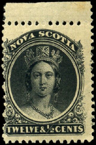 Nova Scotia 13 F Og Nh 1860 Queen Victoria 12 1/2c Black Cv$30.  00