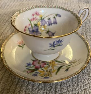 Vintage Shelley Fine Bone China Wild Flowers Cup & Saucer 1950 