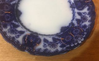 2 Wharf Pottery England SEVILLE Pattern Flow Blue Semi Porcelain Plates 8” 3