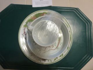 Vintage Lynn Chase Porcelain Jungle Party 1988 Plate,  Cup And Bowl Set In Euc