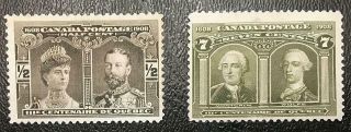 Canada.  1906.  1/2c.  And 7c.  Mng.  Scott 96/100.  Cat.  Val.  168 Us$.