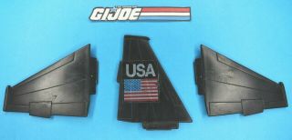 Gi Joe 1989 Crusader Space Shuttle Parts - Stabilizer Fins Set Of (3) -