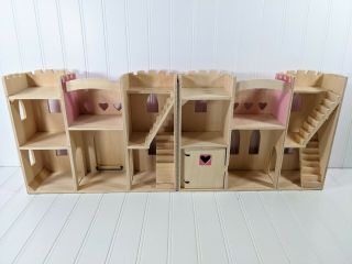 Melissa & Doug Fold & Go Pretty Pink Princess Castle Wooden Doll Play Set