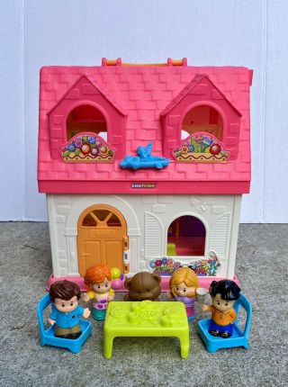 Vtg Fisher Price Pink Little People Surprise & Sounds Folding Doll House