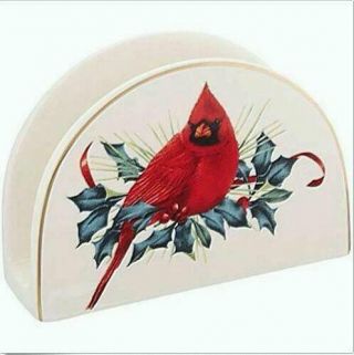 Lenox Holiday Winter Greetings Red Cardinal Napkin Holder