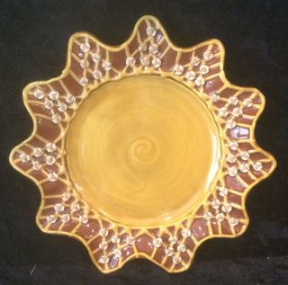 Vintage Mackenzie Childs Pottery Peanut Wittika Rose Petal Plate 9.  5” (c73)