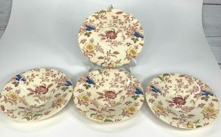 Antique Saucers Empire Chintz Stoke On Trent 6 " England Floral China Set Of 4
