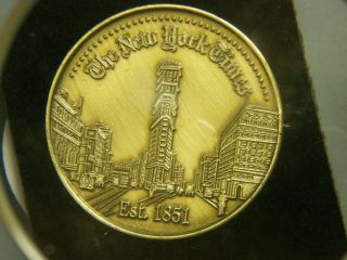 Vintage York Times Newspaper Brass Anniversary Medal Coin Token Souvenir - L
