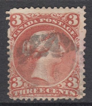 Canada Scott 25 3 Cent Red " Large Queen " F
