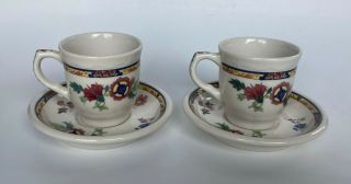 Set of 2 Vintage Syracuse China Dewitt Clinton Demitasse Cups and Saucers 3