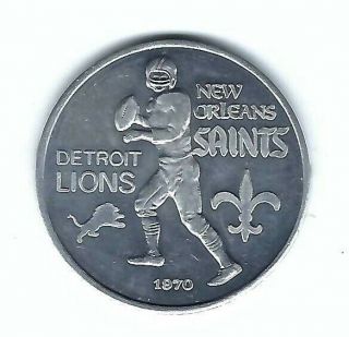 Vintage 1970 Orleans Saints Detroit Lions Program Football Coin Token Nfl