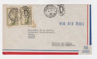 Canada 1948 Two Stamps On Air Cover From Montreal To France R460