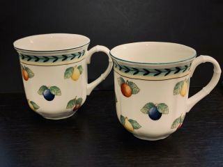 Villeroy & Boch Fleurence French Garden Fruit Porcelain Set Of 2 Mugs.