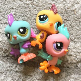 Littlest Pet Shop Authentic Lps Petriplet Baby Roosters Very Htf 2317 2318 2319