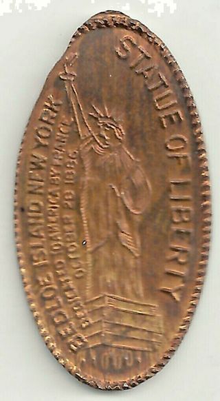 Vintage York Statue Of Liberty Rolled Cent Bedloe Island Wheat Penny