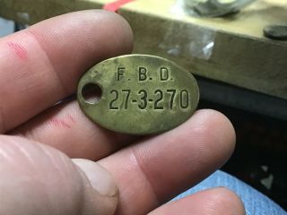 Automotive Tool Check Brass Tag: Fisher Body Division (gm),  1 Tag