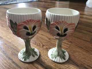 Fitz & Floyd April Showers Peach Pansy Goblet Set Of 2