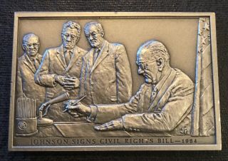 President Lyndon B Johnson Lbj Signs Civil Rights Bill Medal Ingot