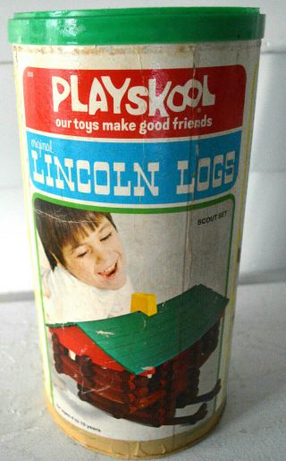 Vtg Playskool Lincoln Logs Set 1974 Scout Set 147 Piece Complete Set &