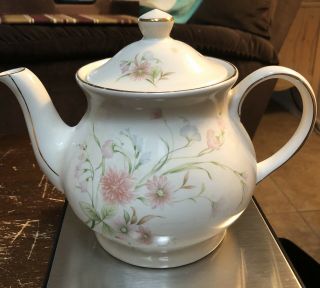 Vintage Windsor Sadler England Floral Pink Flower Gold Trim Teapot