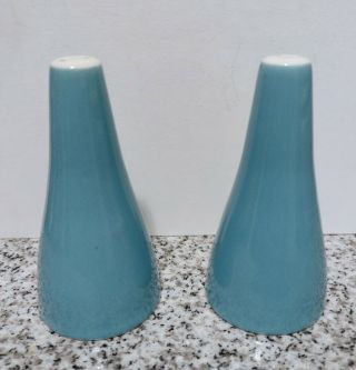 Vintage Royal China Blue Heaven Salt & Pepper Shakers Atomic Mcm No Corks