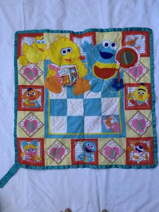 Playskool Fold N Go Activity Quilt Sesame Street Baby Blanket Play Mat Vtg 1989