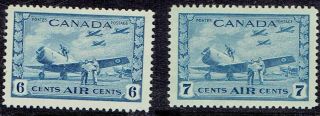 Canada 1942/43 Sg399 6c Blue & Sg400 7c Blue Air Very Fine Mnh