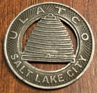 Vintage Ulatco Salt Lake City Utah Good For One Fare Token Bee Hive Cut Out