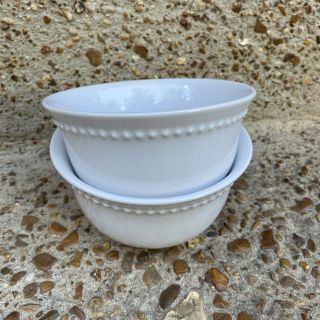 Pottery Barn Emma White 6 " Cereal Bowls Set Of 2 Beaded Ceramic Portugal