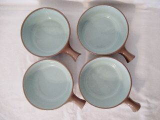 Vtg Set Of 4 T.  S.  T.  Chateau Buffet Usa Bowls With Handles Cinnamon & Turquoise
