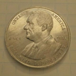 Fdr Onward America A Deal Franklin D.  Roosevelt Member Nra Medal Bu Unc Coin