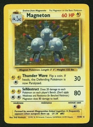 1999 Pokémon Base Set Unlimited 9/102 Magneton Holo Lp