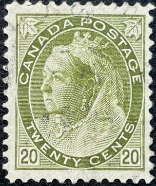 Sc 84 20c Olive Green Qv Numeral W/cds Postmark