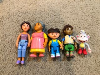 5 Dora The Explorer Action Figures Doll Magic Dollhouse Family Cake Topper Vtg