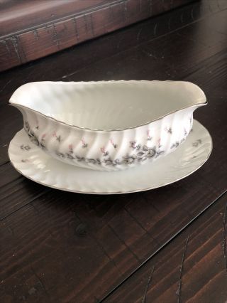 Style House Fine China - Picardy - Made In Japan / Gravy Boat & Attached 9 " Tray