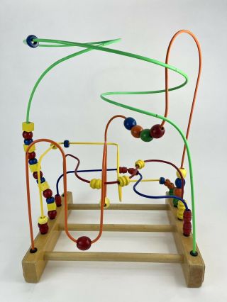 Vtg Educo Maze Roller Coaster Wood Learning Busy Beads Kids Toy
